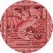 Square Patterned Red Rug, pat1240rd