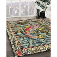 Patterned Chocolate Brown Novelty Rug, pat1240