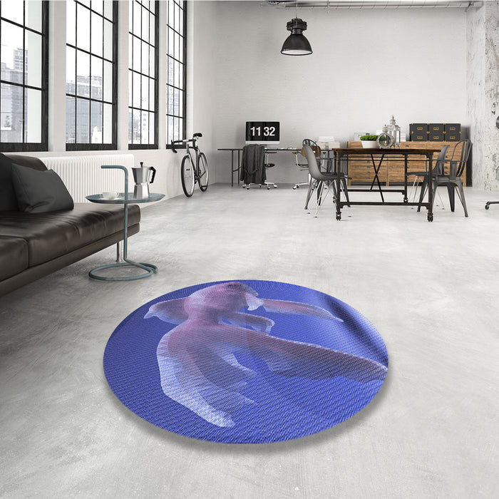 Round Patterned Light Slate Blue Rug in a Office, pat1241blu