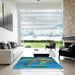 Machine Washable Transitional Blue Rug in a Kitchen, wshpat1241lblu