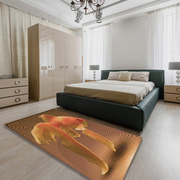 Patterned Orange Rug in a Bedroom, pat1241org