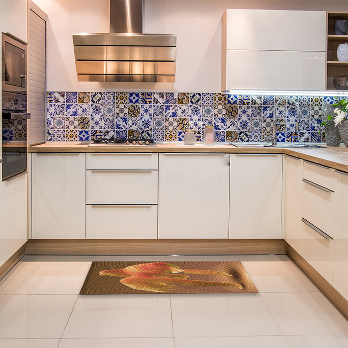 Patterned Orange Rug in a Kitchen, pat1241org