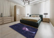 Patterned Night Blue Rug in a Bedroom, pat1242blu