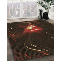 Patterned Black Brown Rug, pat1242brn