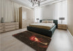 Patterned Black Brown Rug in a Bedroom, pat1242brn