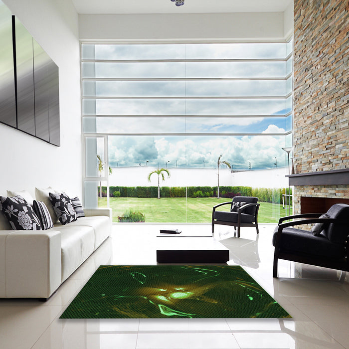 Square Patterned Black Rug in a Living Room, pat1242grn