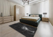 Patterned Black Rug in a Bedroom, pat1242gry