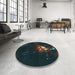 Round Patterned Midnight Gray Rug in a Office, pat1242lblu