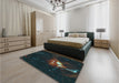 Patterned Midnight Gray Rug in a Bedroom, pat1242lblu