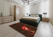 Patterned Red Brown Rug in a Bedroom, pat1242org