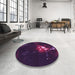 Round Patterned Purple Rug in a Office, pat1242pur