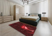 Patterned Saffron Red Rug in a Bedroom, pat1242rd