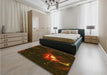 Patterned Dark Bronze Brown Rug in a Bedroom, pat1242yw