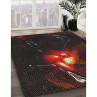 Patterned Black Brown Novelty Rug, pat1242