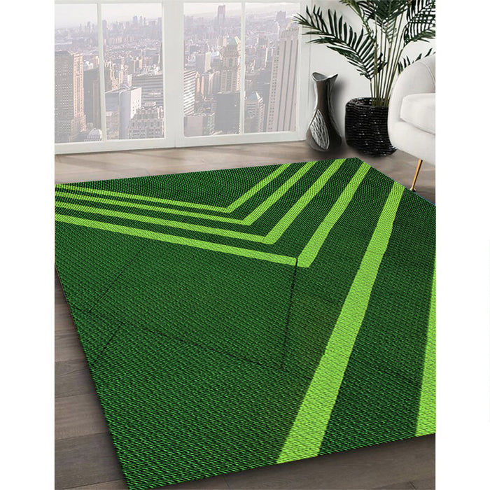 Patterned Deep Emerald Green Rug in Family Room, pat1243grn