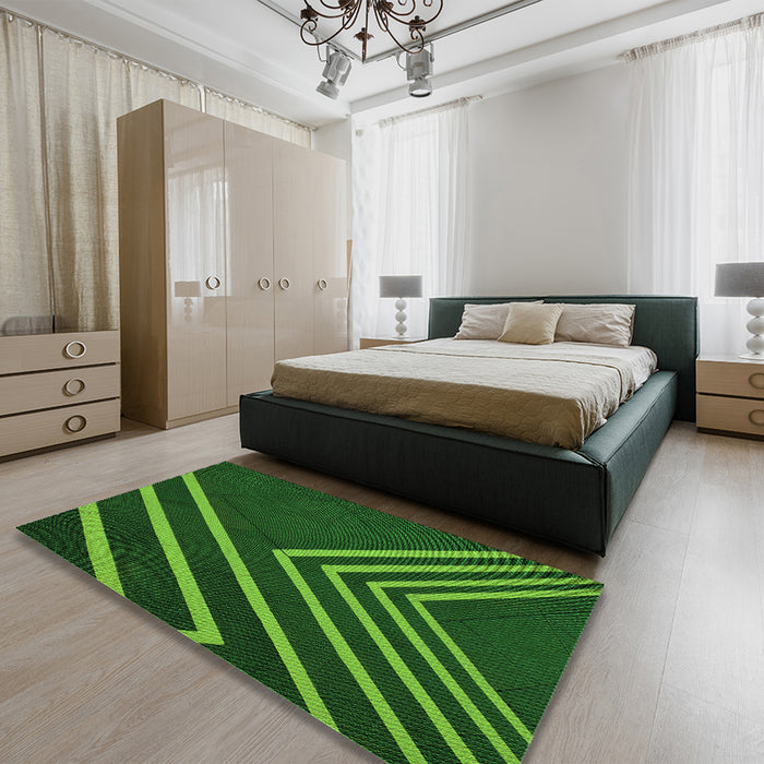 Patterned Deep Emerald Green Rug in a Bedroom, pat1243grn