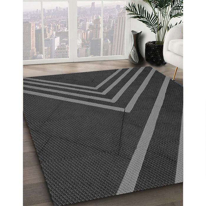 Machine Washable Transitional Charcoal Black Rug in a Family Room, wshpat1243gry
