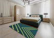 Patterned Deep Teal Green Rug in a Bedroom, pat1243lblu