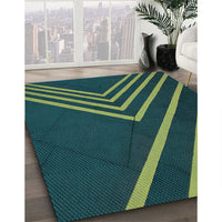 Patterned Deep Teal Green Rug, pat1243lblu