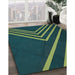 Machine Washable Transitional Deep Teal Green Rug in a Family Room, wshpat1243lblu