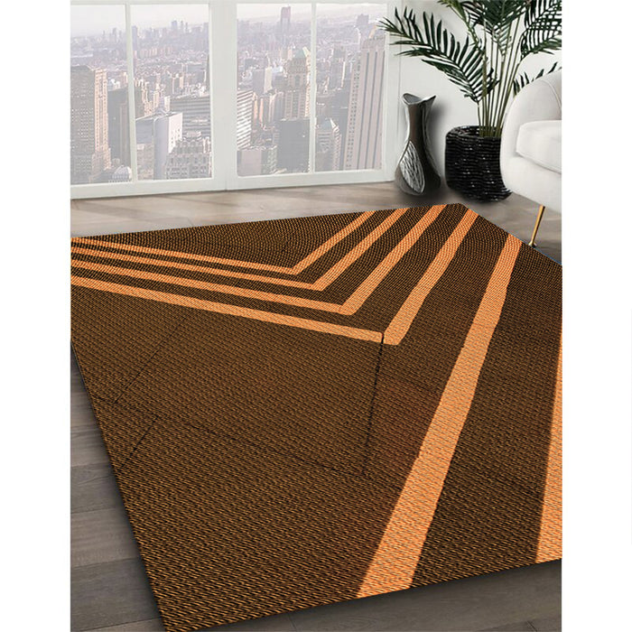 Patterned Red Rug in Family Room, pat1243org