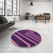 Round Patterned Orchid Purple Rug in a Office, pat1243pur