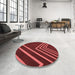 Round Patterned Red Rug in a Office, pat1243rd