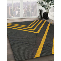 Patterned Mid Gray Novelty Rug in Family Room, pat1243