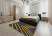 Patterned Mid Gray Novelty Rug in a Bedroom, pat1243