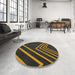 Round Patterned Mid Gray Novelty Rug in a Office, pat1243