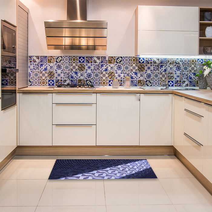 Patterned Periwinkle Purple Rug in a Kitchen, pat1244blu