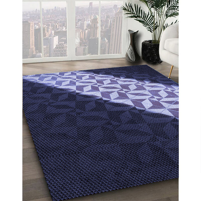 Patterned Periwinkle Purple Rug in Family Room, pat1244blu