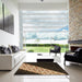 Square Patterned Copper Brown Rug in a Living Room, pat1244brn