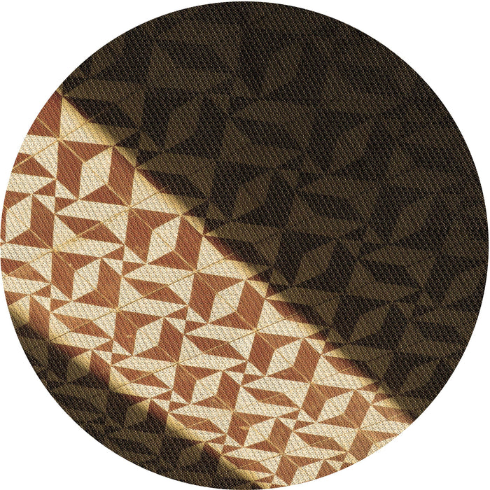 Square Patterned Copper Brown Rug, pat1244brn