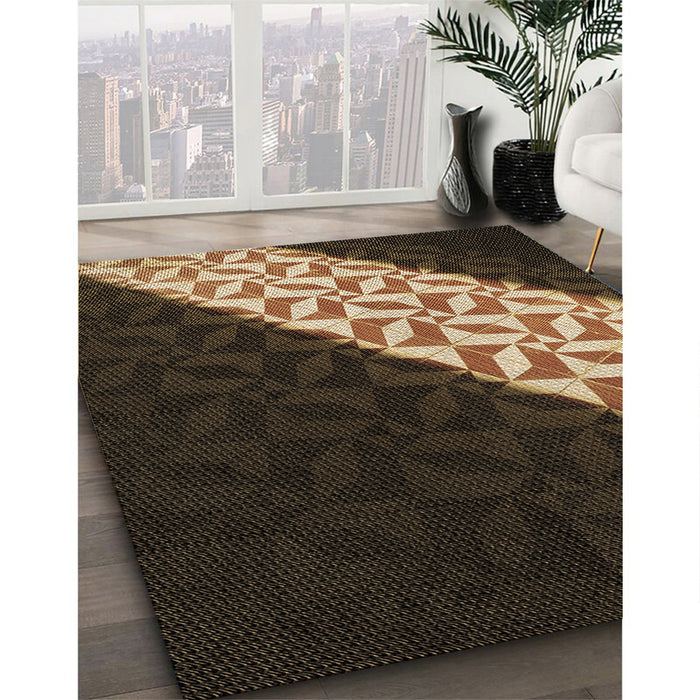 Patterned Copper Brown Rug in Family Room, pat1244brn