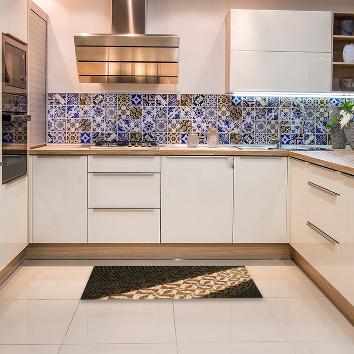 Patterned Copper Brown Rug in a Kitchen, pat1244brn