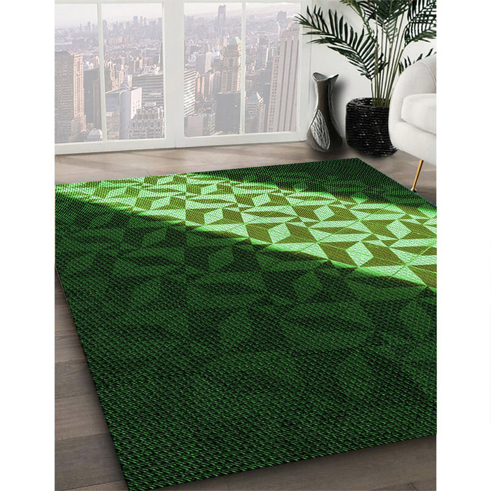 Machine Washable Transitional Dark Forest Green Rug in a Family Room, wshpat1244grn