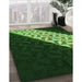 Patterned Dark Forest Green Rug in Family Room, pat1244grn