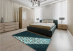 Patterned Deep Teal Green Rug in a Bedroom, pat1244lblu