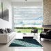 Machine Washable Transitional Deep Teal Green Rug in a Kitchen, wshpat1244lblu