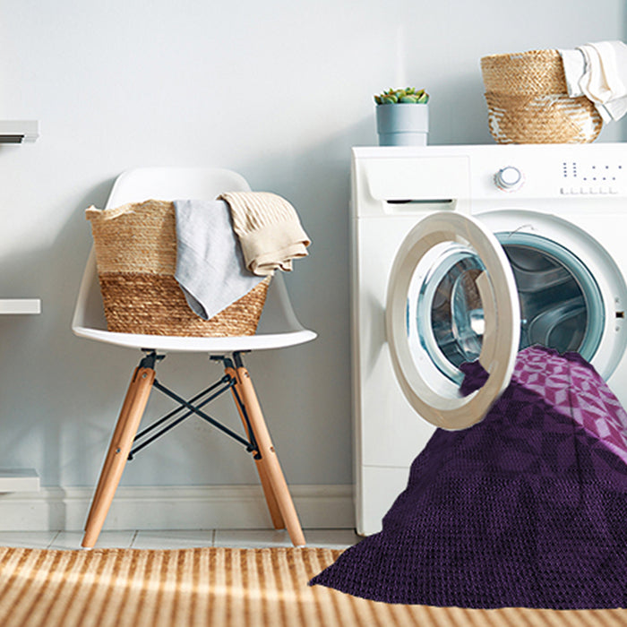 Machine Washable Transitional Dark Purple Rug in a Washing Machine, wshpat1244pur