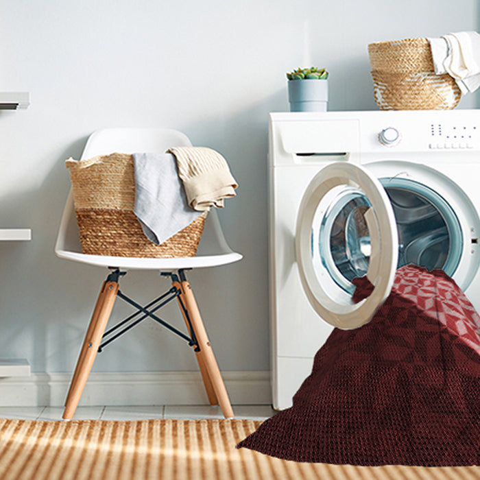 Machine Washable Transitional Maroon Red Rug in a Washing Machine, wshpat1244rd