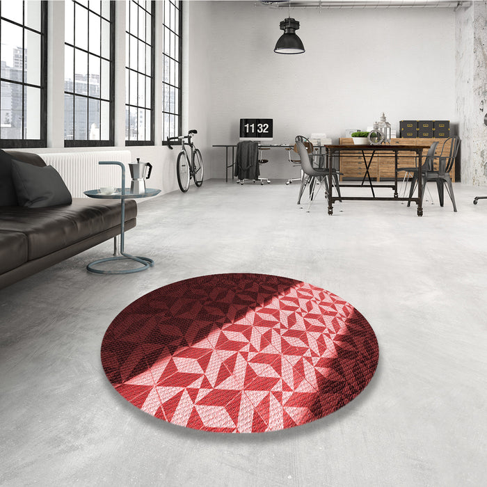 Round Patterned Maroon Red Rug in a Office, pat1244rd