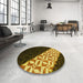 Round Patterned Black Brown Rug in a Office, pat1244yw