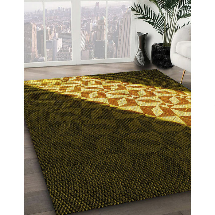 Machine Washable Transitional Black Brown Rug in a Family Room, wshpat1244yw