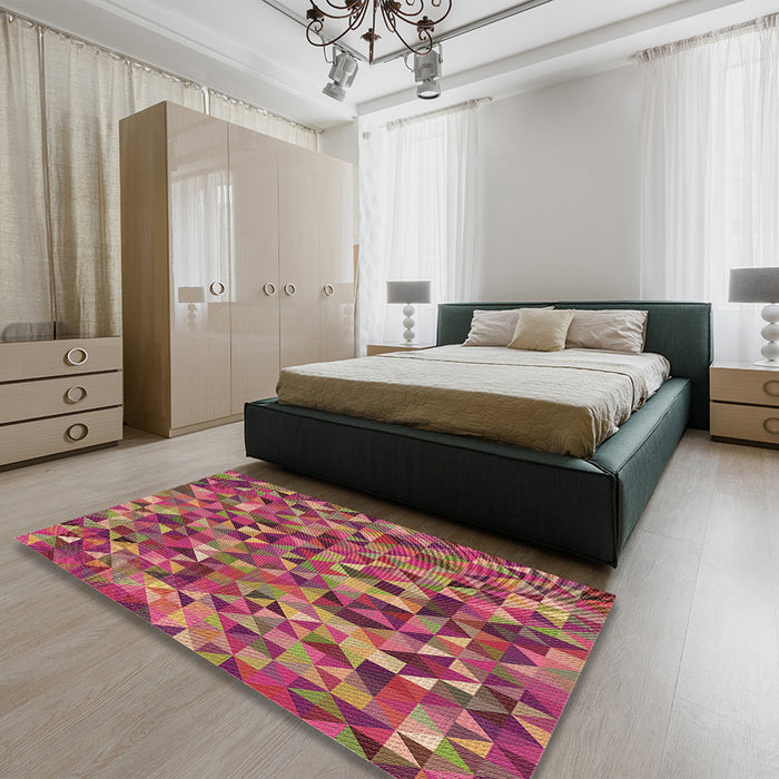 Patterned Bronze Brown Rug in a Bedroom, pat1245brn