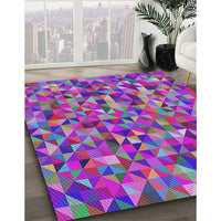 Patterned Dark Violet Purple Modern Rug, pat1245