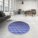 Round Patterned Sky Blue Rug in a Office, pat1246blu