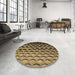 Round Patterned Caramel Brown Rug in a Office, pat1246brn