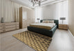 Patterned Caramel Brown Rug in a Bedroom, pat1246brn